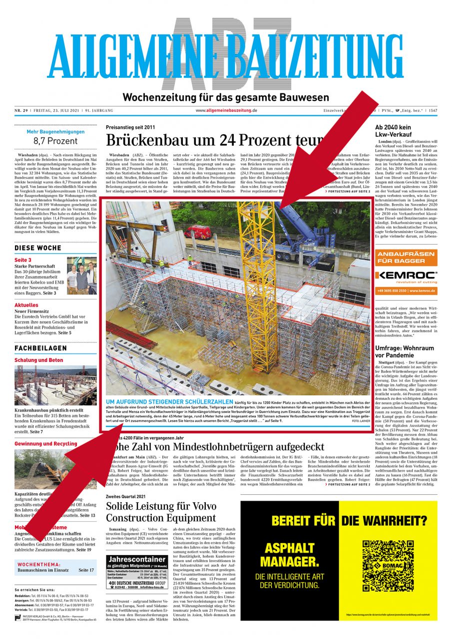 Allgemeine Bau Zeitung Ausgabe Titelseite