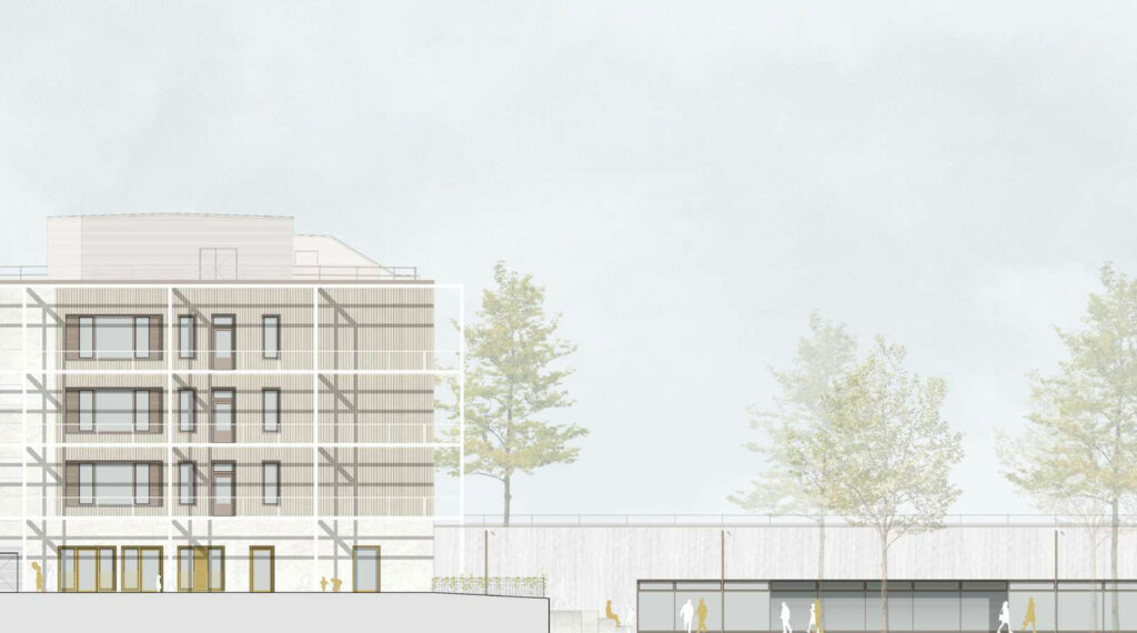franz mader eine darstellung der neuen schule mit turnhalle mh 