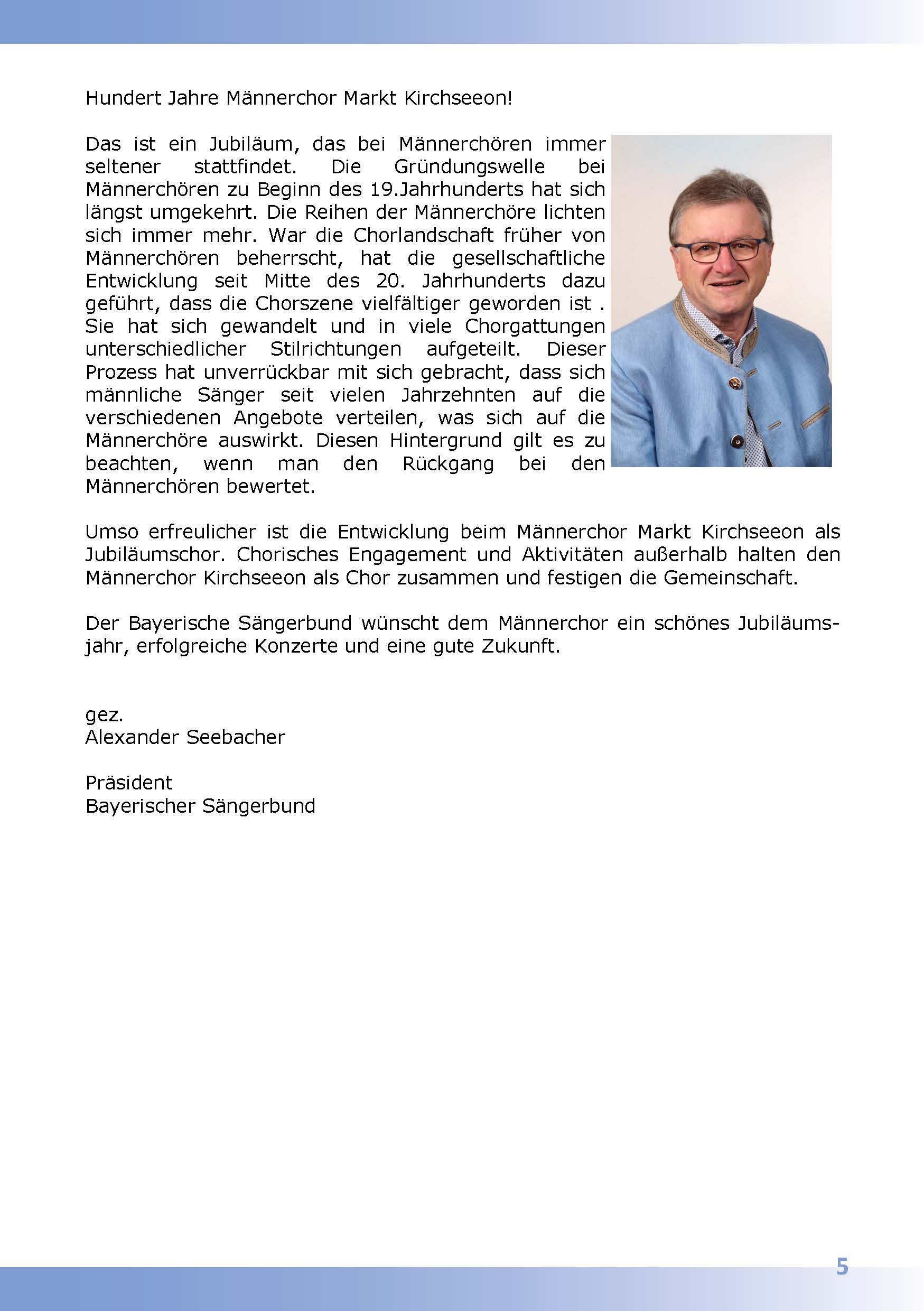 festschrift des maennerchores markt kirchseeon seite 